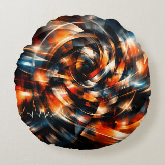 Zazzeled — Abstract Vision of Motion & Mind Round Cushion