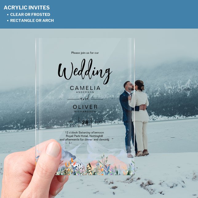 Zazzle Acrylic Wedding Invites Mountains Winter  Acrylic Invitations (Creator Uploaded)