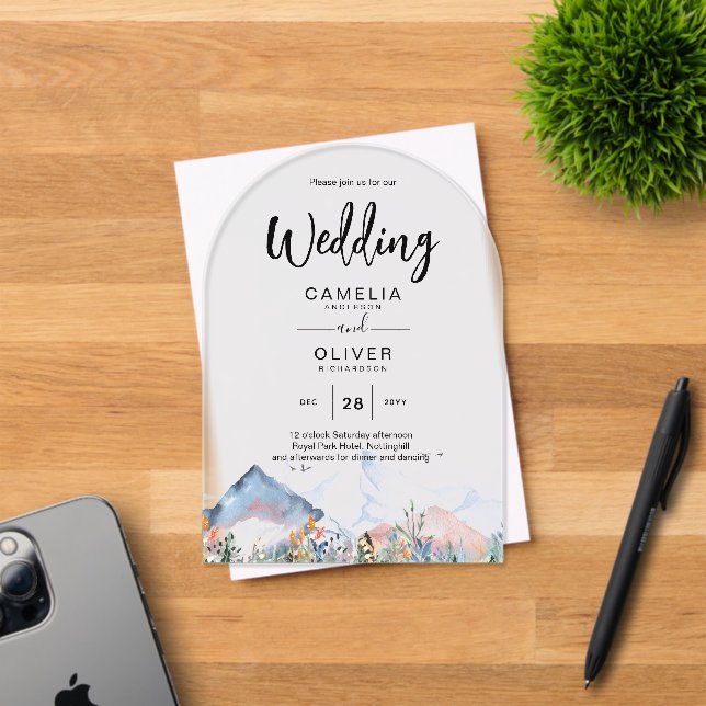 Zazzle Acrylic Wedding Invites Mountains Winter  Acrylic Invitations (Insitu (Invitation Card))