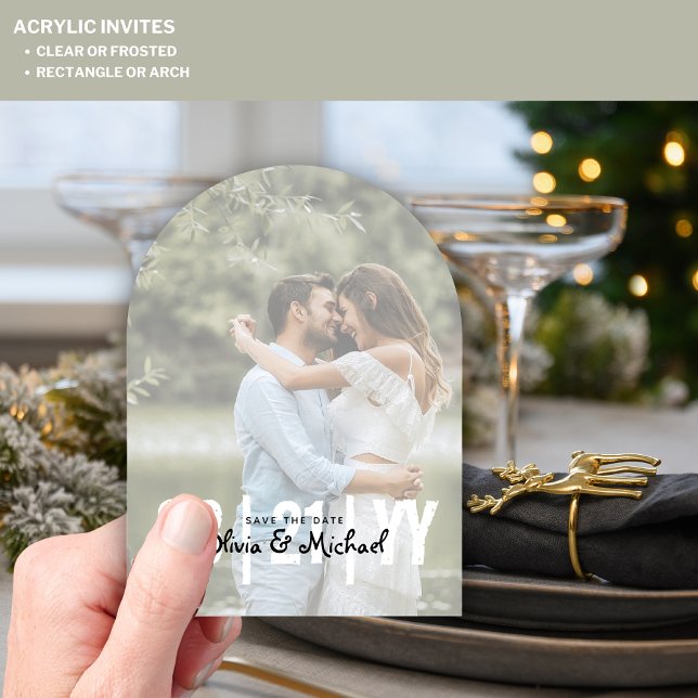 Zazzle Acrylic Wedding Save the Date Opaque Photo Invitations (Creator Uploaded)