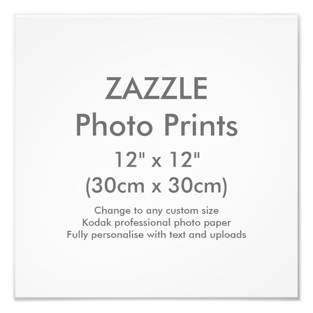Zazzle Custom 12" x 12" Photo Print Template (Front)