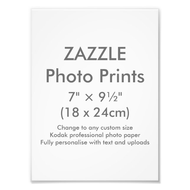 Zazzle Custom 7" × 9½" Photo Print Template (Front)