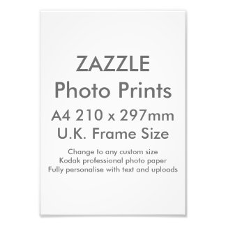 Zazzle Custom A4 Photo Print  UK Frame Size