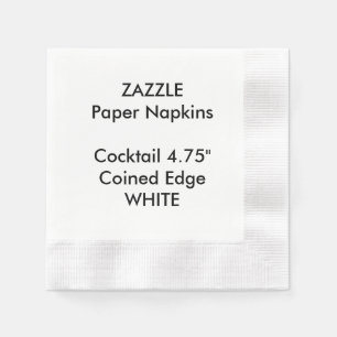 ZAZZLE Custom WHITE Coined Cocktail Paper Napkins