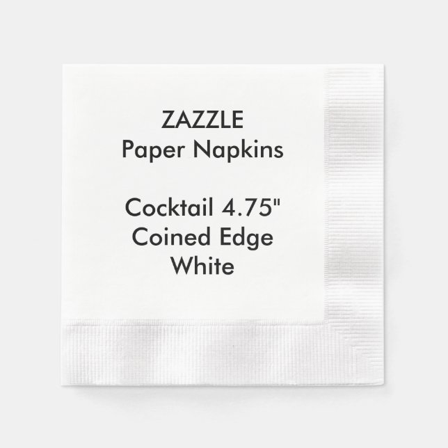 ZAZZLE Custom WHITE Coined Cocktail Paper Napkins (Front)