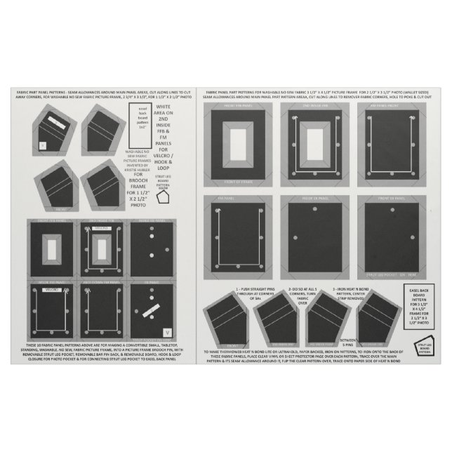 Zazzle Fabric 2 washable no sew black photo frames (Fat Quarter)