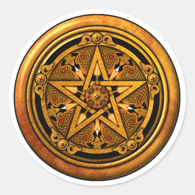 Zazzle - Masculine Gold Pentacle-noback Classic Round Sticker (Front)