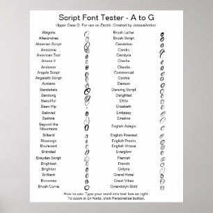 Zazzle Script Font A - G Comparison - Upper Case O Poster