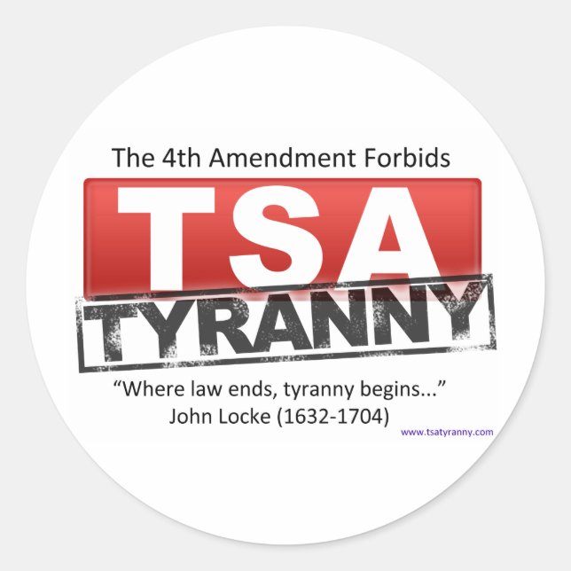 Zazzle TSA Tyranny Image Classic Round Sticker (Front)