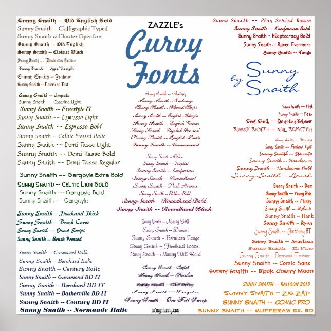 Zazzle's Curvy Fonts Poster (Front)