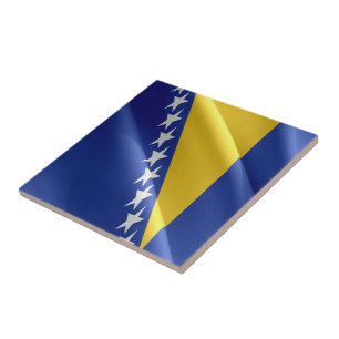 zBA002 WAVING FLAG Bosnia and Herzegovina, Ceramic Tile