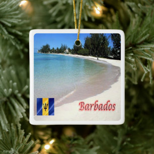 zBB007 BARBADOS The Beach, Sea View, Ceramic Ornament