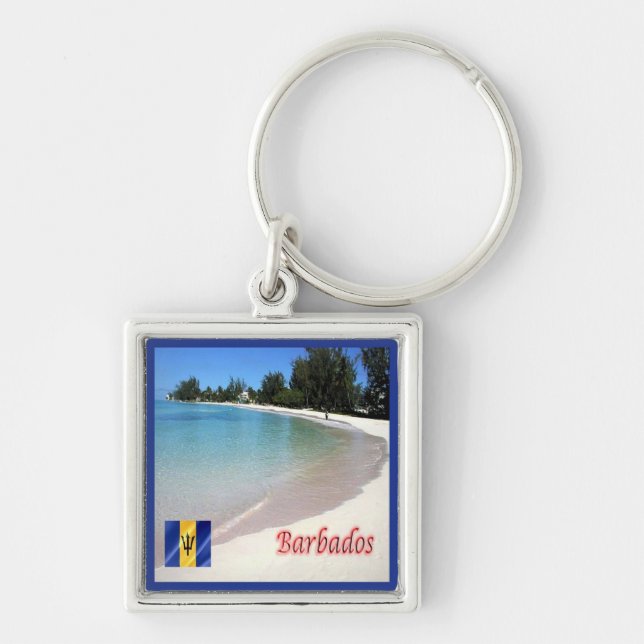 zBB007 BARBADOS The Beach, Sea View, Key Ring (Front)