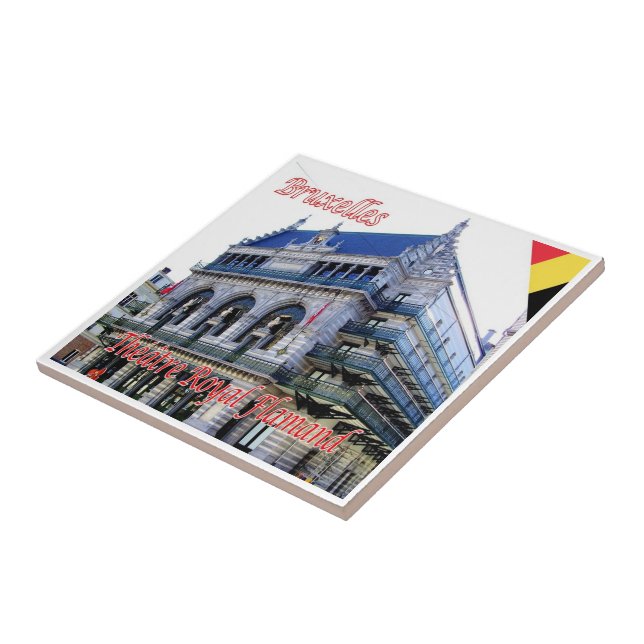 zBE014 BRUSSELS BRUXELLES, Royal Flemish Theatre Ceramic Tile (Side)