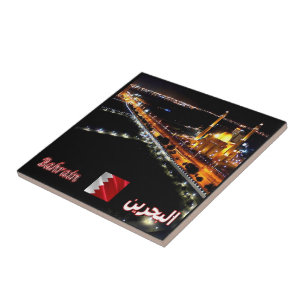 zBH004 Grand Mosque by night, Bahrain Asia, Ceramic Tile