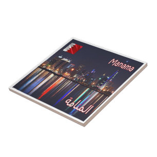 zBH006 MANAMA night view, Bahrain, Asia, Ceramic Tile
