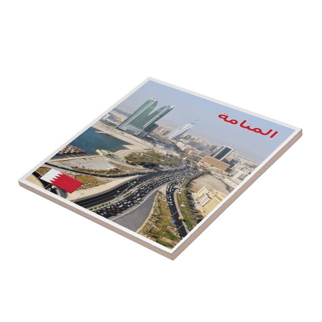 zBH008 MANAMA, Road & Towers, Bahrain Asia, Ceramic Tile (Side)