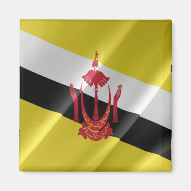 zBN002 Bruneian waving FLAG Brunei, Fridge Magnet (Front)