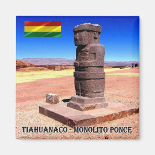 zBO015 TIAHUANACO, Ponce Monolith, Boliva, Fridge Magnet
