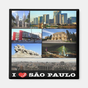 zBR010 SAO PAULO I Love, Mosaic, Brazil, Fridge Magnet
