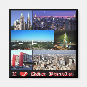 zBR011 SAO PAULO I Love, Mosaic, Fridge Magnet