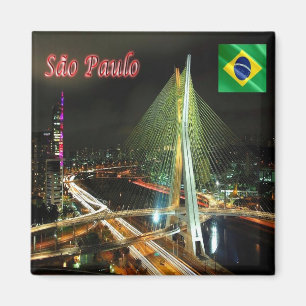 zBR014 SAO PAULO by Night, Brazil. Fridge Magnet