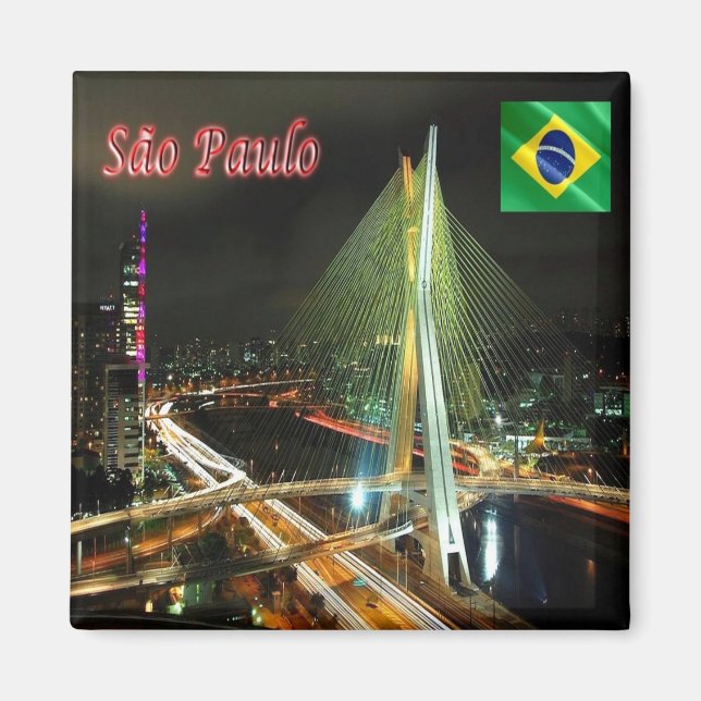 zBR014 SAO PAULO by Night, Brazil. Fridge Magnet (Front)