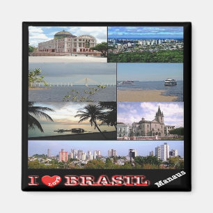 zBR033 BRZIL I Love, Mosaic, Manaus, Fridge Magnet