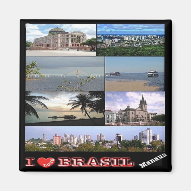 zBR033 BRZIL I Love, Mosaic, Manaus, Fridge Magnet (Front)