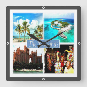 zBS004 BAHAMAS mosaic, America, Square Wall Clock