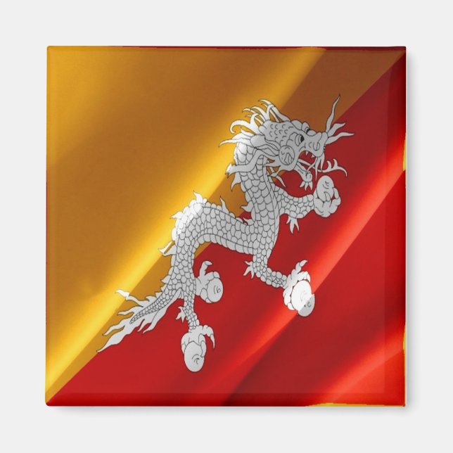 zBT002 Bhutanese waving FLAG Bhutan, Fridge Magnet (Front)