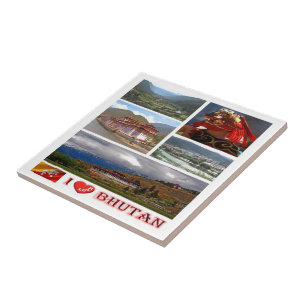 zBT007 I Love BHUTAN, Asia, Ceramic Tile