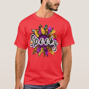 ZBwr Sunflower Spooky Halloween Fall Autumn Hallow T-Shirt