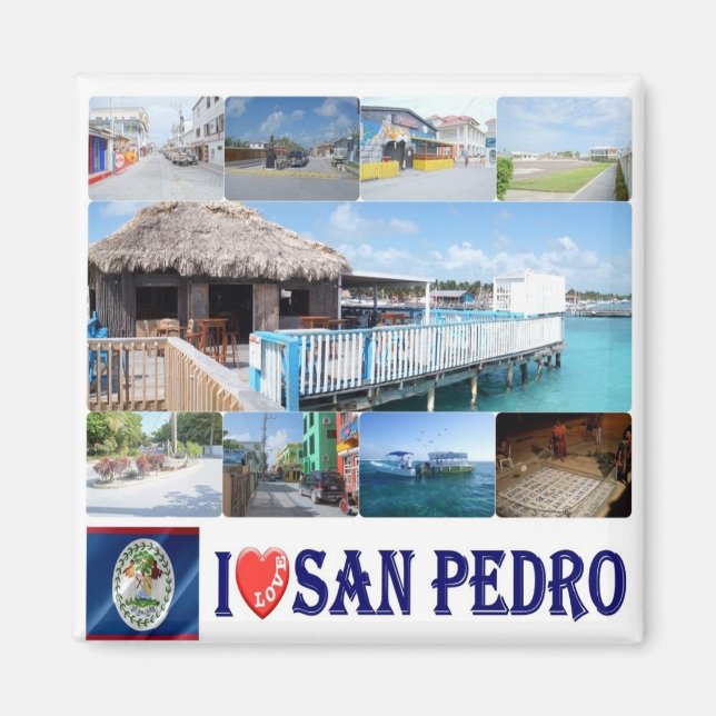 zBZ003 SAN PEDRO TOWN I Love, Mosaic, Fridge Magnet (Front)