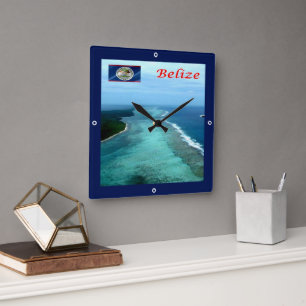 zBZ005 BELIZE Barrier Reef, America, Square Wall Clock