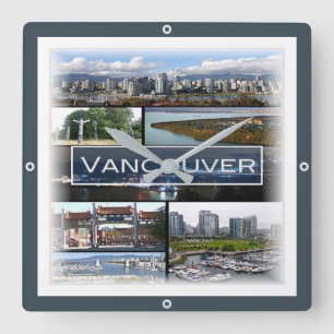 zCA009 mosaic of VANCOUVER in Canada, Square Wall Clock