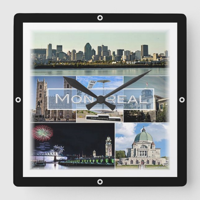 zCA010 MONTREAL, Mosaic, Canada, America, Square Wall Clock (Front)