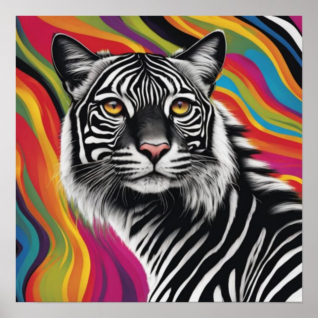 ZCat - Cat with Zebra stripes Poster (Front)