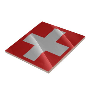 zCH002 waving FLAG SWISS, Ceramic Tile