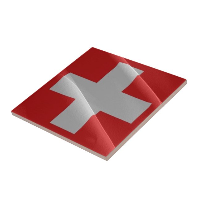 zCH002 waving FLAG SWISS, Ceramic Tile (Side)