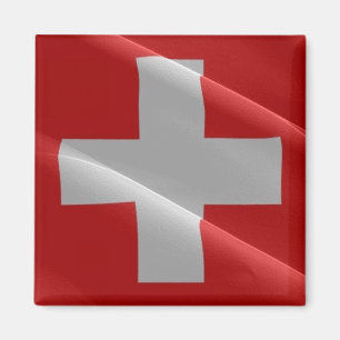 zCH002 waving FLAG SWISS - Fridge Magnet