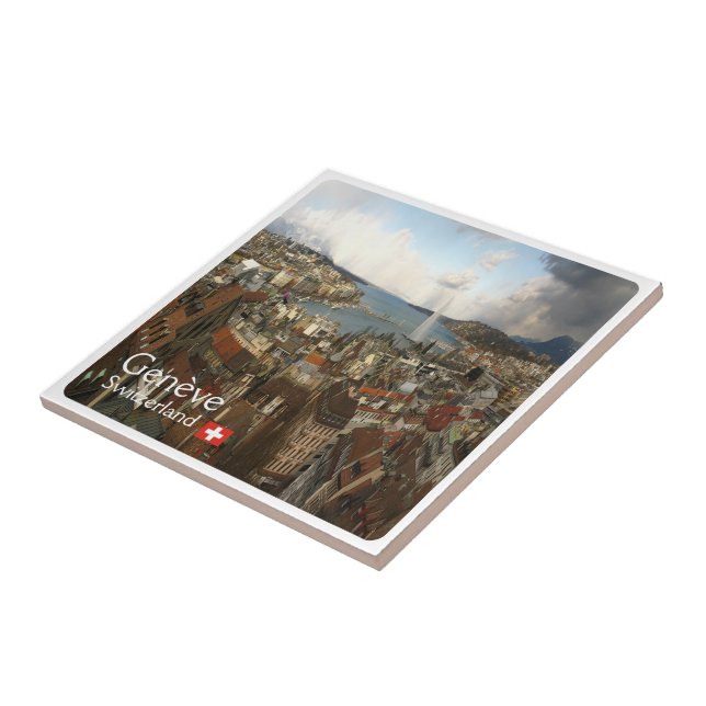 zCH010 GENÈVE Switzerland, Ceramic Tile (Side)