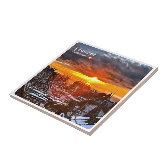 zCH013 LAUSANNE Switzerland, Ceramic Tile (Side)