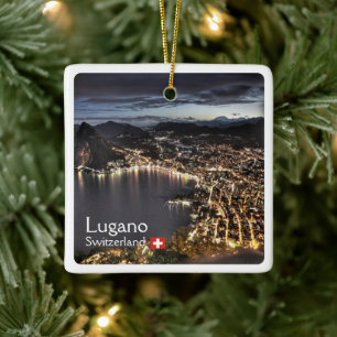 zCH014 LUGANO, Switzerland, Ceramic Ornament