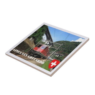 zCH019 THE GOTTHARD RAILWAY Swiss - Ceramic Tile