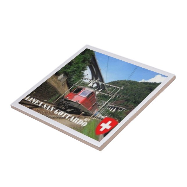 zCH019 THE GOTTHARD RAILWAY Swiss -  Ceramic Tile (Side)