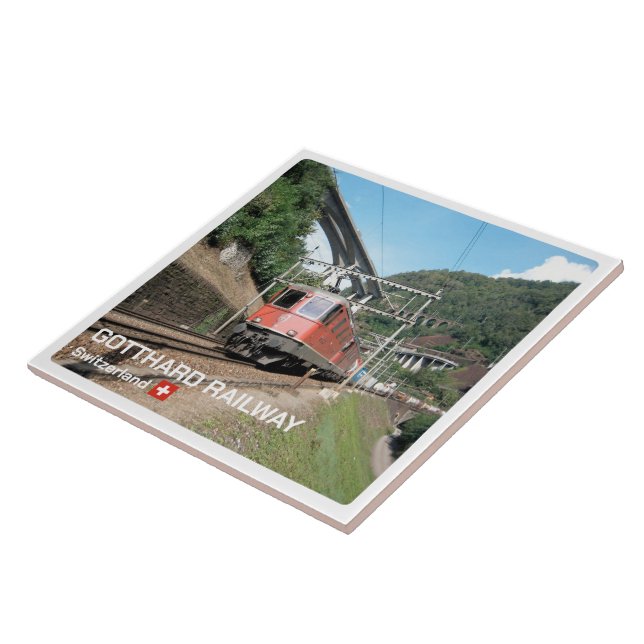 zCH019 THE GOTTHARD RAILWAY Swiss, Ceramic Tile (Side)
