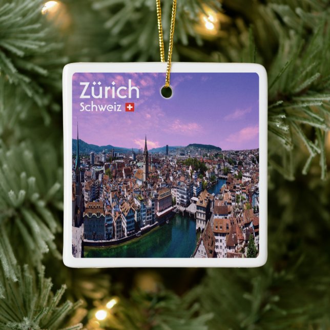 zCH021 ZURICH Switzerland, Ceramic Ornament (Tree)