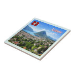 zCH027 LUGANO Switzerland - Ceramic Tile<br><div class="desc">Here you will find the souvenir of your vacation. (zCH027 LUGANO Switzerland ceramic tile). Amaze friends and relatives with the unique souvenirs from your great trip. Try us. #LeoPepeDesign - lugano panorama,  europe switzerland,  leopepedesign,  travel trip photo tourism,  gift souvenir gadget ceramic tile</div>