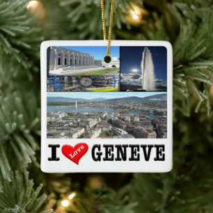 zCH032 GENÈVE I Love Switzerland, Ceramic Ornament
